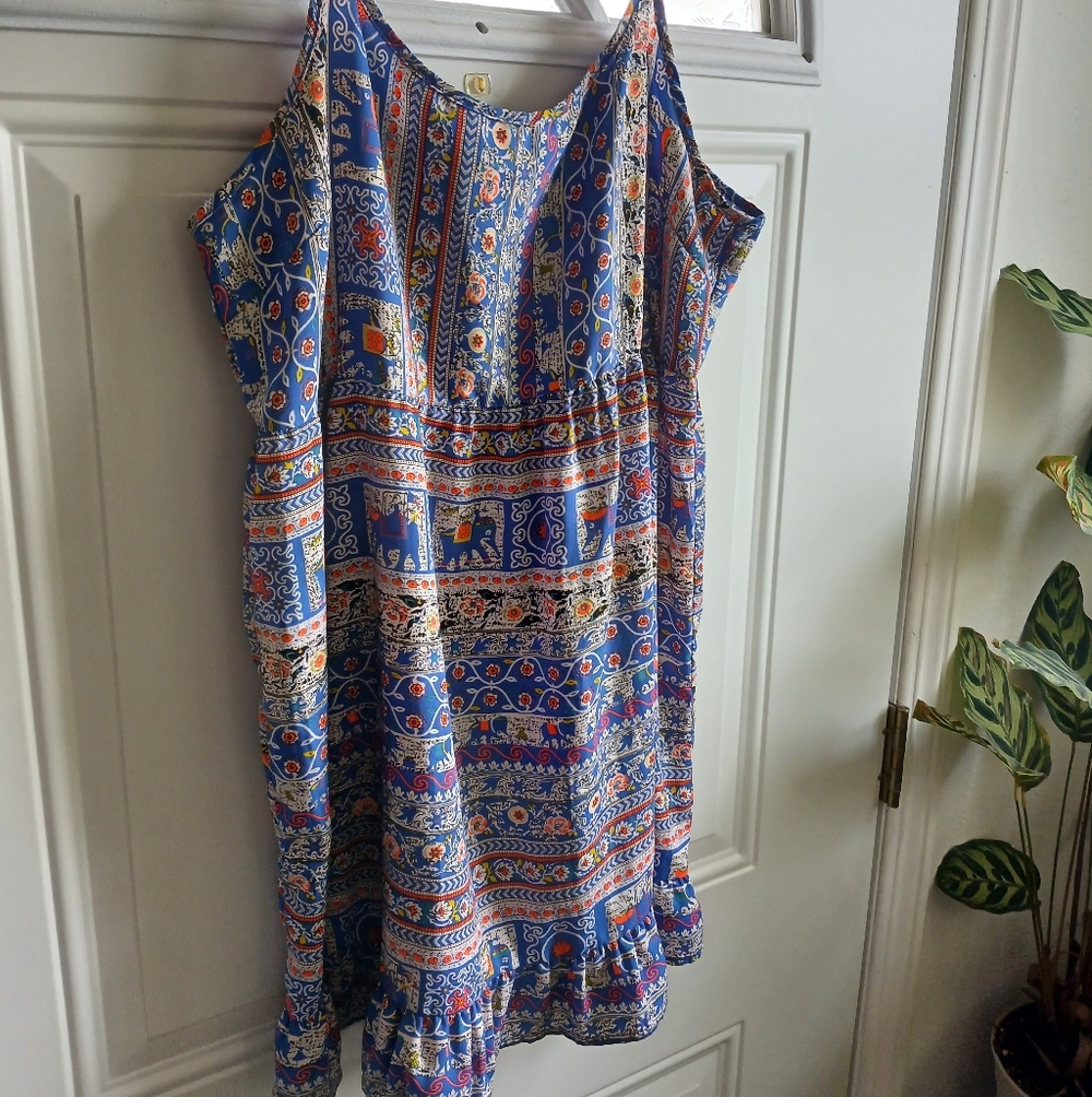 Blue Elephant Dress Size XL